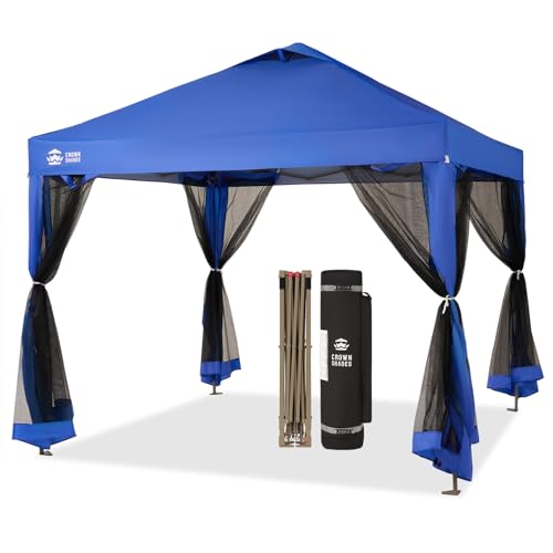 CROWN SHADES Gazebo 10x10 Pop Up Canopy with Mosquito...