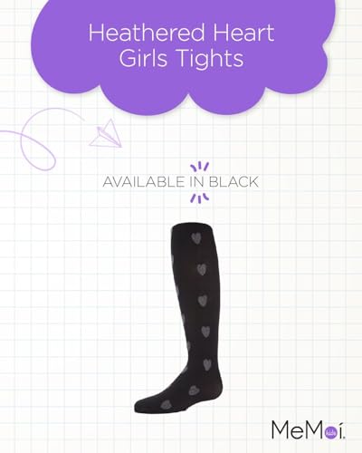 MeMoi Girls' Heathered Heart Opaque Nylon Tights2