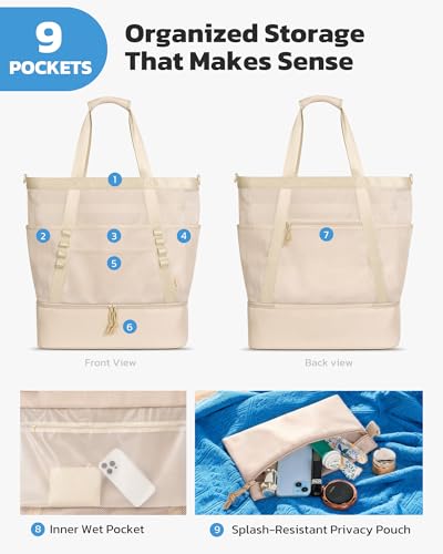 Large Beach Bag with Cooler Mesh Beach Tote for Women Insulated Pool Bag — view 6