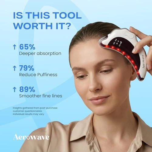 Image of Aerowave Advanced Electric Gua Sha Massager for Face | EMS Microcurrent, Red Light Therapy & Radio Frequency | 5 LED Light Therapies with Sonic Pulsation | Supports Lymphatic Drainage, Acne Control, Facial Toning & Anti-Aging Care