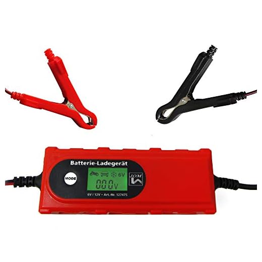 JOM Car Parts & Car Hifi GmbH 127475 batteriladdare 6 V/12 V 4 A med batteritestare underhållsladdare IP65 för bil båt fyrhjuling motorcykel scooter isolerade krokodilklämmor