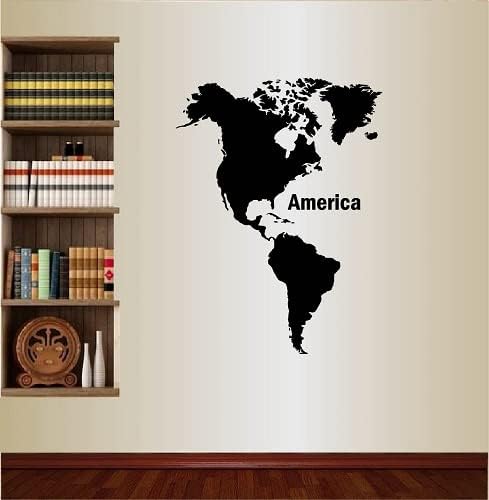 Vinilo decorativo para pared, diseño único, diseño único de Mapa del mundo, continentes de América, sala de mapa, removible, elegante, 1435