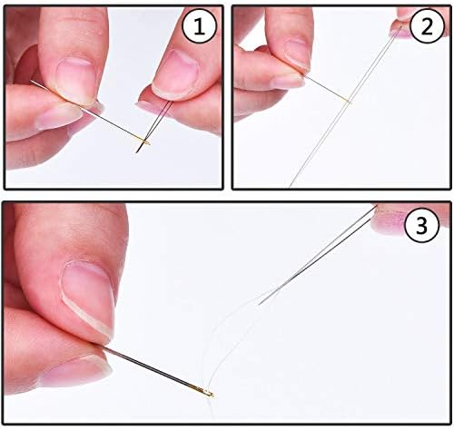 Chuangdi 6 Pieces Stainless Steel Large Big Eye Collapsible Embroidery Beading Needle Thread Sewing Needles, Assorted Size (Style B)