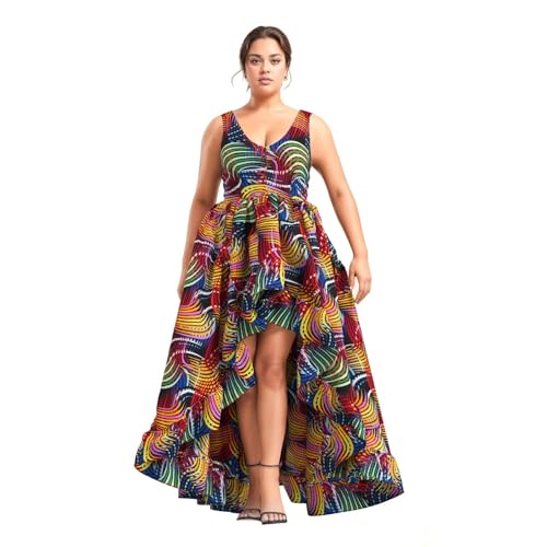 Image of iooiooi African Dresses for Women Party Robe Plus Size Print Dashiki Dinner Dress