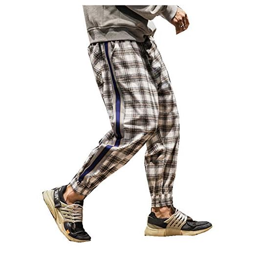 YJDMJJ Harem Cargobyxor man träningsbyxor mode vintage joggingbyxor herr streetwear lastbyxor män hip hop rutiga byxor vår smal passform hipster bekväma joggingbyxor