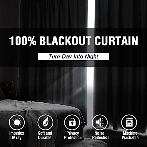 H.VERSAILTEX 100% Blackout Curtains for Bedroom Thermal Insulated Blackout Curtains 108 inch Length Full Light Blocking Curtains for Living Room with Black Liner 2 Panels Set, Stone Blue by H.VERSAILTEX - Image 2