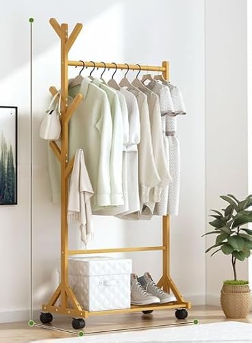 ハンガーラック 木製 大容量 自立型 物干しスタンド コート掛け 洋服ハンガー 衣類収納 組立簡単 省スペース 木製 フロアスタンド式衣帽掛け 頑丈 耐久 高耐荷重80kg コートハンガー 室内物干し 布団 洗濯物干し 防サビ 防水 梅雨対策 キャスター付