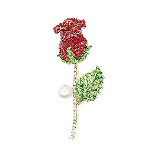 Image of Created Crystal Brooch Crystal Rhinestone Rose Flower Fashion Pin Gift Women Girls Rose Gold