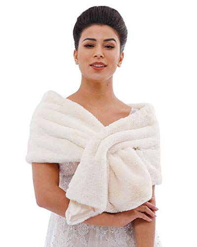 Gangel Long Faux Fur Shawl Wraps Bridal Winter Bolero Wedding 1920 Shrug(1pc)
