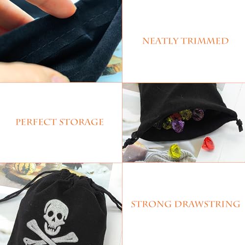 XCSJ 12 Pcs Piraten-Geschenktüten, 15x11 cm, Wiederverwendbare Halloween Piratenbeutel mit Kordelzug, Piraten Deko, Gastgeschenke (Schwarz)