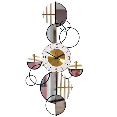 Big Half-Moon Wall Clock, Decorative Unique Metal 32.75 in Oversize Timepiece Mounted Vertical or Horizontal for Traditional, Minimalist, and Modern Use Hanging Supplies Included