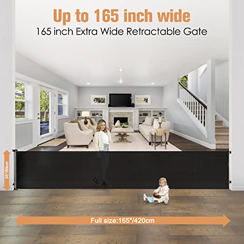 165 Inch Extra Long Baby Gates For Large Openings Retractable Baby Gates Extra Wide Baby Gate Indoor Extra Large Baby Gate Retractable Dog Gates For The House Outdoor Pet Gate Mesh Dog Gate #TOP1