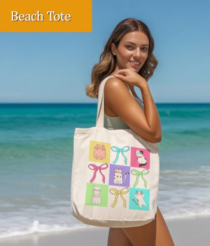 Image of Cat Gifts Tote Bag for Women Girls, Cat Lover Gifts Tote Bag for Daughter Besties, Medium Size with Inner Pocket