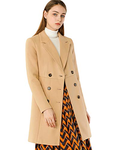 Manteau d'hiver long femme à double boutonnage beige Large Allegra K