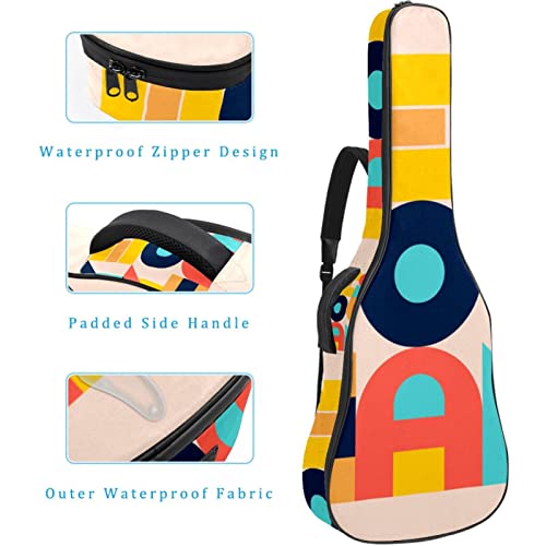 Housse étanche pour guitare acoustique avec double bandoulière et poche Motif géométrique Alphabet, Multicolore 01., 42… - Les Beatles, Paul McCartney, John Lennon, RIngo Starr, George Harrison Housse étanche pour guitare acoustique avec double bandoulière et poche Motif géométrique Alphabet, Multicolore 01., 42… – Image 5
