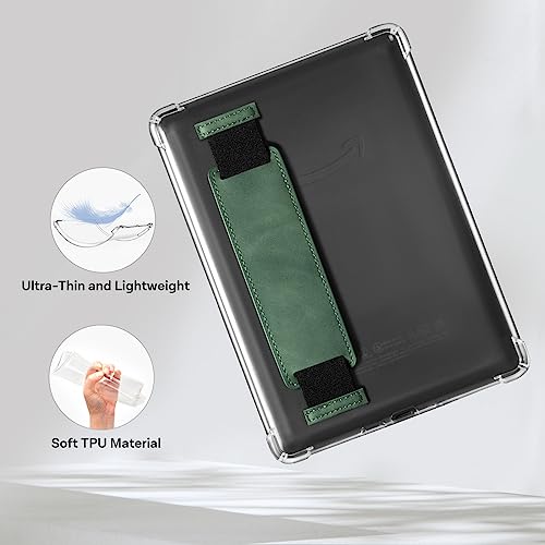 Image of CoBak Clear Case for 6 inch E-Reader with Elastic Hand Strap - Ultra-Slim Soft TPU Transparent Cover, Lightweight & Durable Protection,not Compatible with Remarkable. Emerald