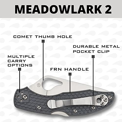 Image of Spyderco Byrd Meadowlark 2 Lightweight Folding Pocket Knife, PlainEdge | Gray, 6.9 inch Overall Length, 2.97 inch 8Cr13MoV Steel Blade, FRN Handle, Back Lock, Full-Flat Grind