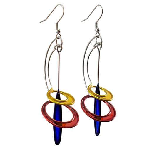 Christopher Royal Kinetic Sculpture Inspired Stainless Steel Art Earrings, Primary Pop Multicolor Jw0934 0 #TOP1