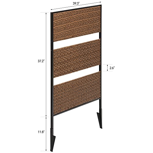 Amyove Rattan Privacy Fence Panel Screen Outside, Vinyl No Dig Outdoor Trash Can Enclosure Fence Air Conditioner Hider Fencing for Backyard, 49 "H x 39.3 "W, Brown, 2 Panels
