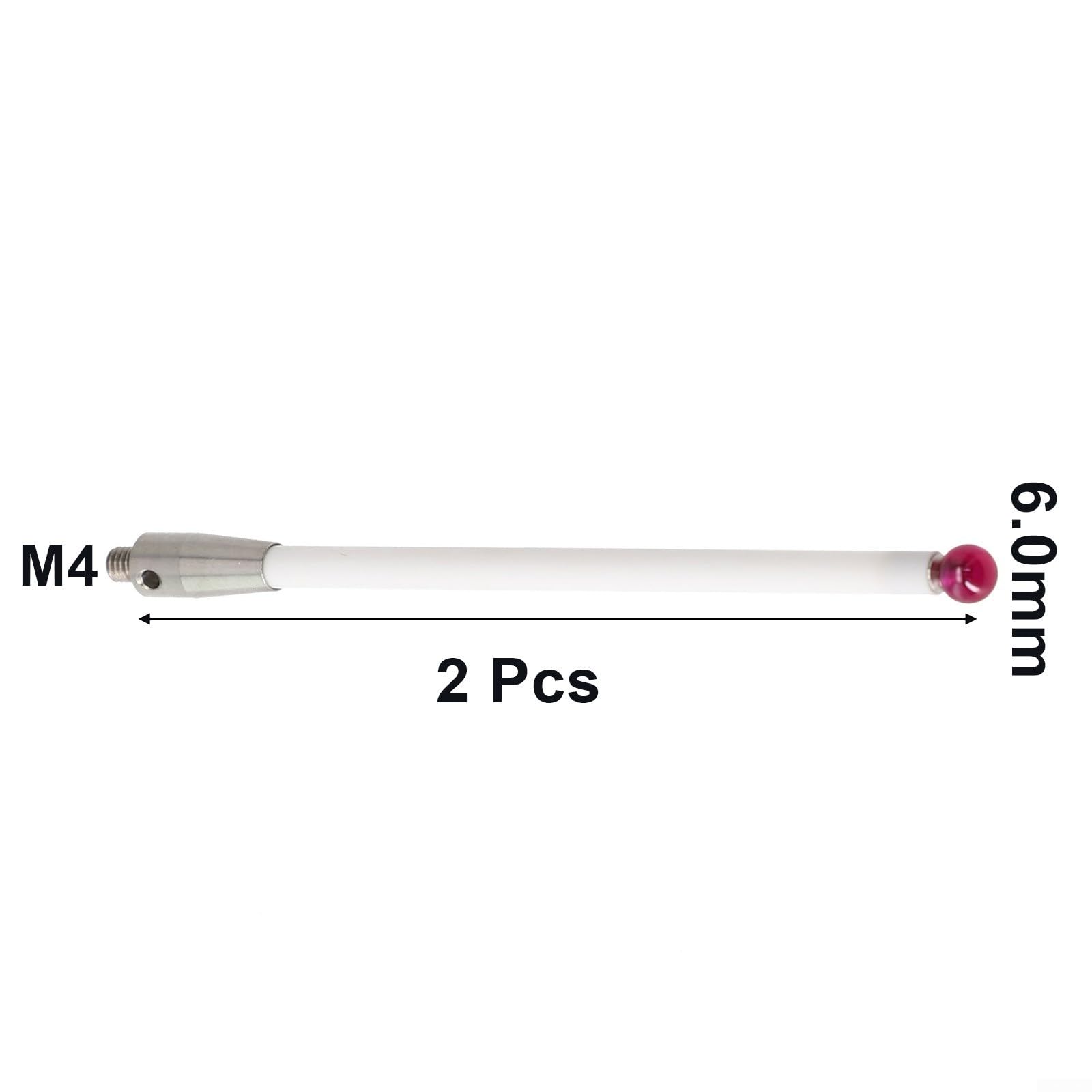 2 Stück Taststift Für Renishaw A-5000-3712 CMM, Messsonde Taststift 100Mm, Keramikschaft 6Mm, Rubinkugel Spitze, Hochpräzise Koordinatenmessgerät Sonde, Koordinatenmessmaschine Taster