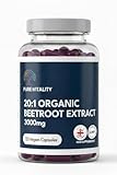 Pure Vitality: Organic Beetroot Capsules 3000mg | High Strength Blood Pressure & Digestion Support | Nitric Oxide Superfood Booster | 120 Vegan Capsules