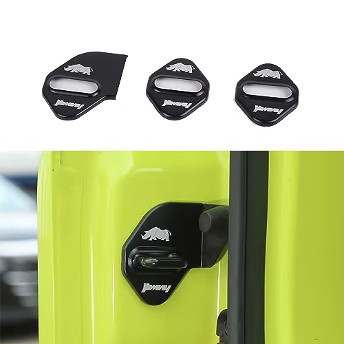 ドアロックカバー 適用 新型ジムニー JB64W ジムニーシエラ JB74W 2018年7月 SUZUKI Jimny用 ストッパ ドアバックルカバー ストライカーカバー ライノ 取付け簡単 車 インテリア オシャレ 内装 アルミニウム合金素材 パーツ ア