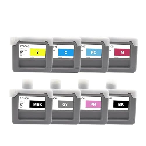 Cartouche PFI-306 kit 8 couleurs pour renouveler l'encre de votre traceur PFI306