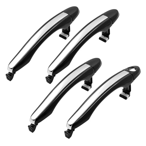 JDMON Black & Chrome Exterior Outside Door Handles Compatible with Hyundai Azera 2006-2011 Front Rear Left Driver Right Passenger Side Replacement for 81946 92214 826513L000 826523L000 82651-3L000