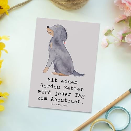 Mr. & Mrs. Panda Postkarte Gordon Setter Abenteuer - Geschenk, Hunderassen Pflege, Postkarten, Spaß, Hunderasse, Ansichtskarte, Beschreibung, Ansichtskarten, Fotokarte, Grußkarte, aufregende Reise