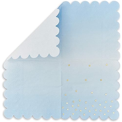100 Pack Ombre Cocktail Napkins For Boy Baby Shower, Wedding, Birthday Party (5 X 5 In, Light Blue) #TOP2