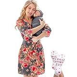 ECO BABY - Conjunto de bata y manta para envolver mamá y mí | Bata de maternidad y conjunto de bebé a juego para niña, S