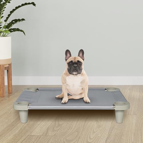 Acrimet Cooling Elevated Pet Dog Bed Cot for Small Dogs, Washable and Breathable Mesh Fabric, Stainless Steel Frame, Indoor & Outdoor Use, (Size: 26”x 20”) (Gray Color) (1 Unit) - Image 3