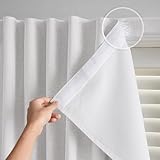 GONNRLY Blackout Blinds, Curtains No Rod Needed, Self Adhesive Curtain, 100% Blackout Fabric, Easy Installation, for Temporary Privacy on Blinds (White - W35 × L80 in)
