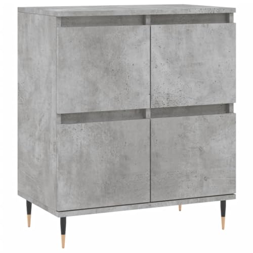 Aparador gris hormigón de 60x35x70 cm con patas de hierro y estructura de madera para comedor 2
