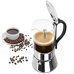 DITOSH 6 Cup Glass Transparent Moka Pot Stainless Steel Uncoated Stovetop Espresso Maker Italian Coffee Makers Mocha Greca Machine Cafe Classic Induction Cookers for Home Camping 350ml