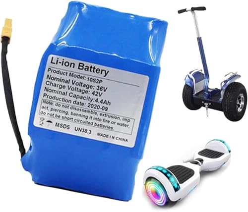 Batterie 36V 4,4Ah pour Hoverboard Et Monocycle Électrique, avec Prise Intégrée. Batterie De Remplacement pour Hoverboard Et Scooter Électrique. 36V,4400...