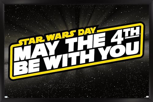 Trends International Star Wars - May the 4th - Logo Wall Poster, 34L x 22.4W, Black Framed Version