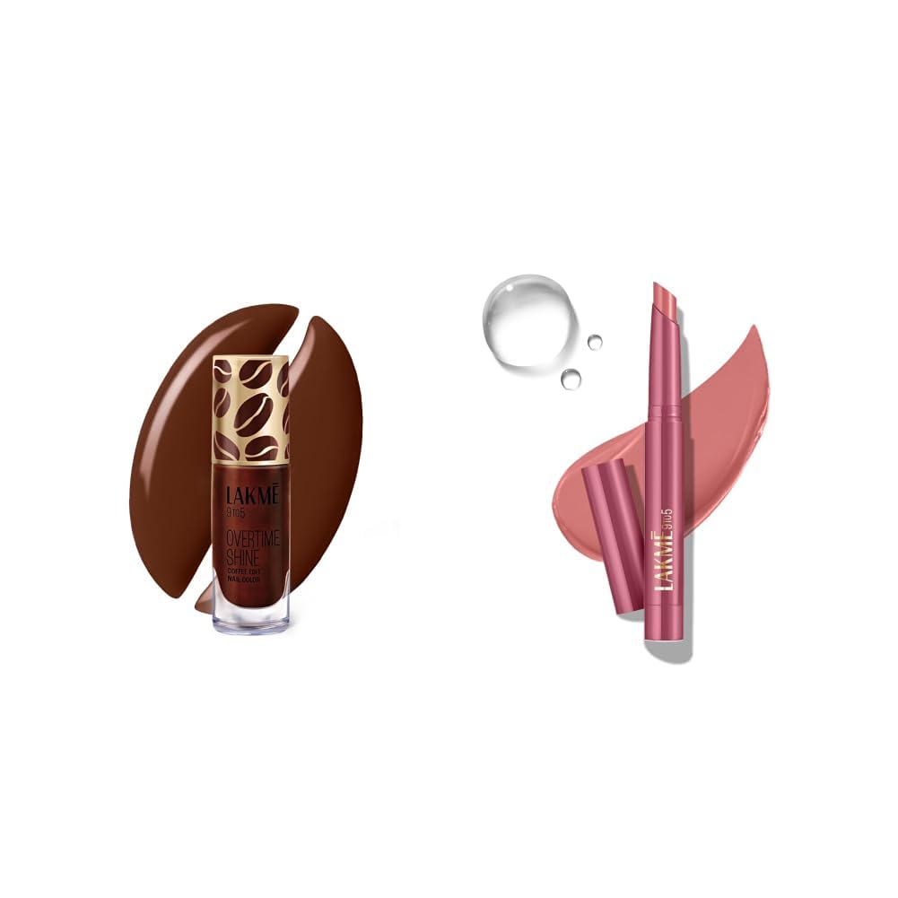 Lakme 9 to 5 Overtime Shine Nail Polish - Coffee Edit-10 Espresso Shot 6ml Lakme 9 to 5 Forever Matte Lip Crayon, Work Nude 1.1g-picture-47