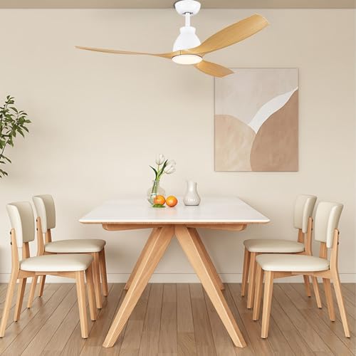 Newday 52" Wood Ceiling Fans with Lights and Remote Control, Quiet Ceiling Fans with Diammable LED and Reversible DC Motor, 24W, 3 ABS Blades, Ceiling Fan for Bedroom Living Room Summer Winter - Image 3