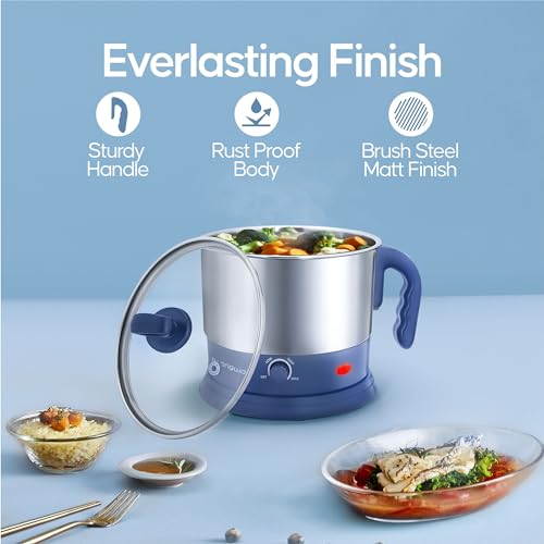 Image of Longway Multipurpose Electric Kettle 1.5 litre, 3 Heating Modes Stainless Steel Body with Glass Lid, kettle for hot Water, Milk, Tea and Coffee, Noodles, Soup, Rice, Egg Boiling | Gray & Silver