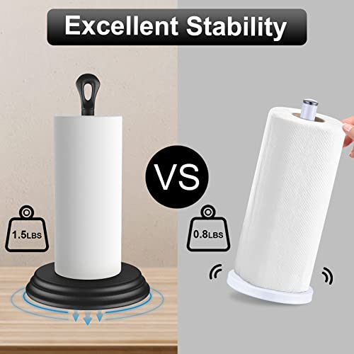 Kasunto Paper Towel Holder For Kitchen Bathroom, Free Standing Paper Towel Holder Stand Countertop With Weighted Metal Base, Compatible With Standard And Jumbo Size Paper Towels (Matte Black) #TOP2