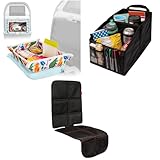 Lusso Gear Kids Tray Table Cover - Dinos, Car Seat Organizer - Black, and Baby Car Seat Protector - Black