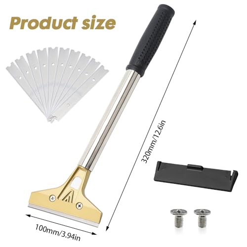 Riisoyu Tapetenentferner mit 10 Klinge, 4’’ Schaber Werkzeug Glasschaber Zeranfeldkratzer Farbschaber Scraper mit Gummigriff zum Entfernen von Tapeten und Bodenfliesen-Kleber Farbe Abziehbilder