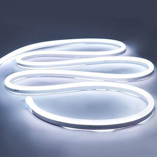iNextStation 12V LED Strip Lights 16.4FT, Flexible Silicone Neon Rope Light, Waterproof, Cuttable, Dimmable & Linkable, for Cabinet, Ceiling, Wall, Bedroom, Kitchen (16.4FT(No Plug), White) by iNextStation - Used condition - US$16.14
