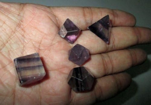 Miniatura 6 de Juegos de geometría sagrada de flurita púrpura azabache, folleto gratuito Jet International Crystal Therapy 5 piedras platónico sólido sólido grado