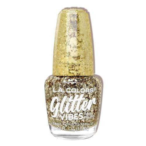 L.A. COLORS Glitter Vibes Nail Polish, Golden Glow CNL356