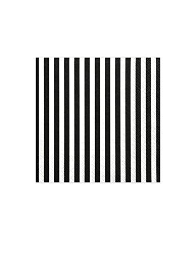 Générique - 20 Serviettes en Papier rayées Noires et Blanches 33 x 33 cm