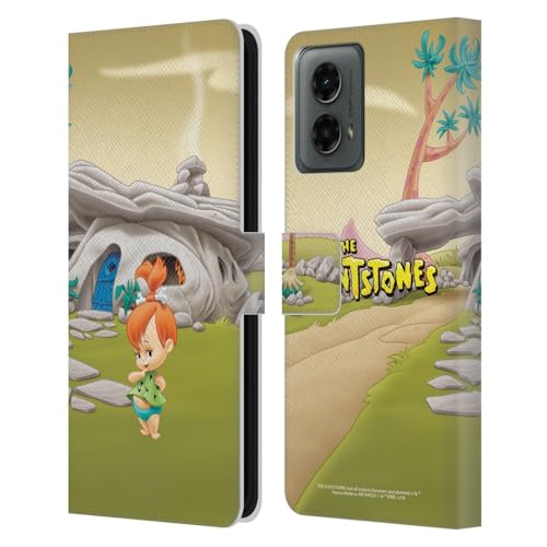 Head Case Designs Officially Licensed The Flintstones Pebbles Flintstones Characters Leather Book Wallet Case Cover Compatible with Motorola Moto G (2024)