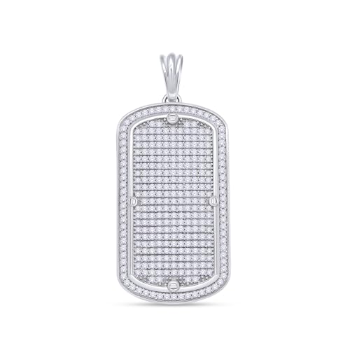 Dog Tag Pendant Charm for Men 1 3/8 Cttw Round Natural or Lab Grown Diamond Army Soldiers Creed Dog Tag Pendant in 10K Solid Gold and 925 Sterling Silver Jewelry for Him