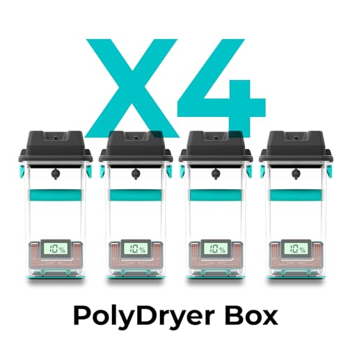 Image of Polymaker PolyDryer 4-Pack Filament Storage Box Only (No Dock), Airtight Moisture Proof 3D Printer Spool Holder with Hygrometer for 1kg PLA PETG ABS TPU Nylon, Print Without Breaking Seal